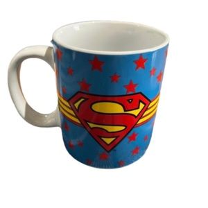Superman DC Comics Mug Ceramic 12 oz Blue, Yellow & Red Stars